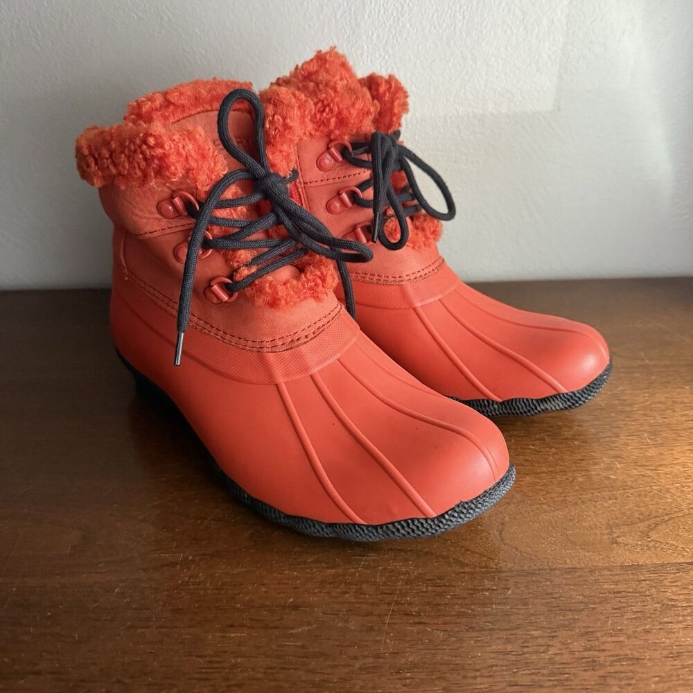 Sperry Womens Saltwater Alpine Snow Boots Sz 8.5 M Orange STS87511